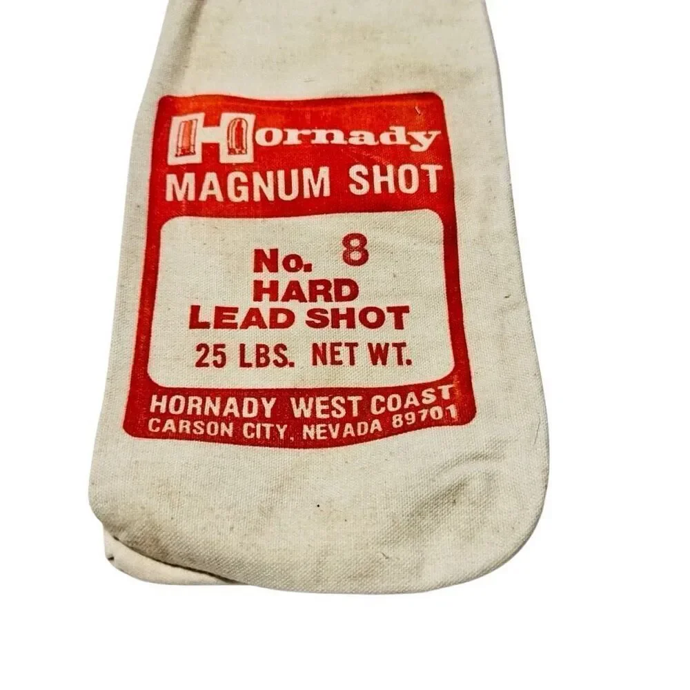 HORNADY MAGNUM SHOT 25 Lb. LEAD #8 SHOT Canvas Ammo Bag Advertisement  Empty